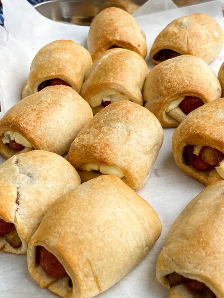 Pigs in a Blanket Seattle Style (Cream Cheese & Onions) bites with bri