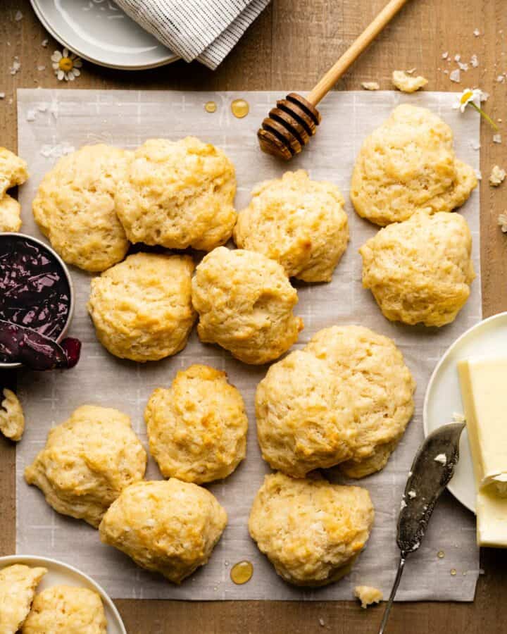 Homemade Drop Biscuit Recipe (No Milk) Bites with Bri