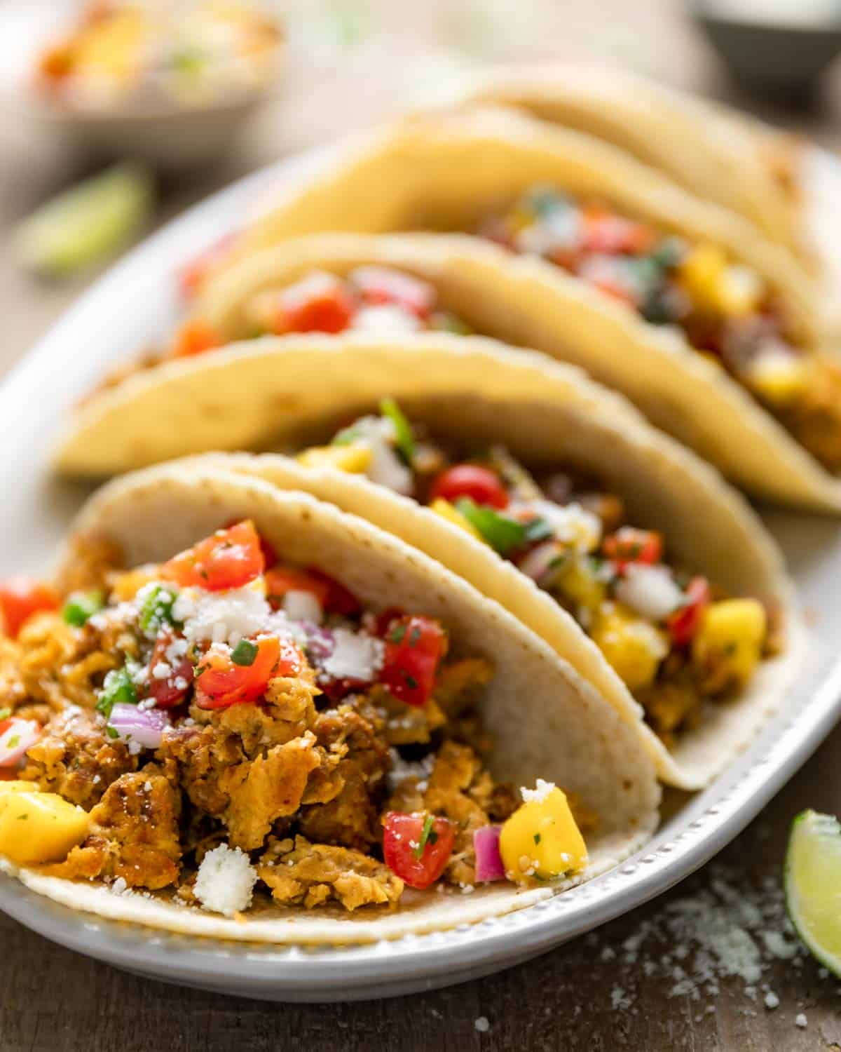 up-close of tacos