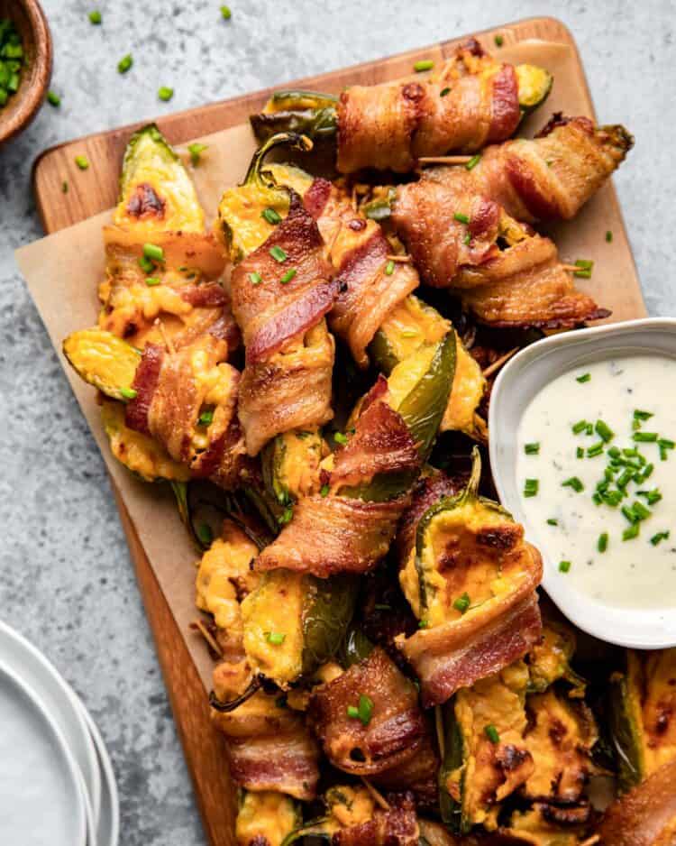 Air Fryer Bacon Wrapped Jalapeño Poppers Bites with Bri
