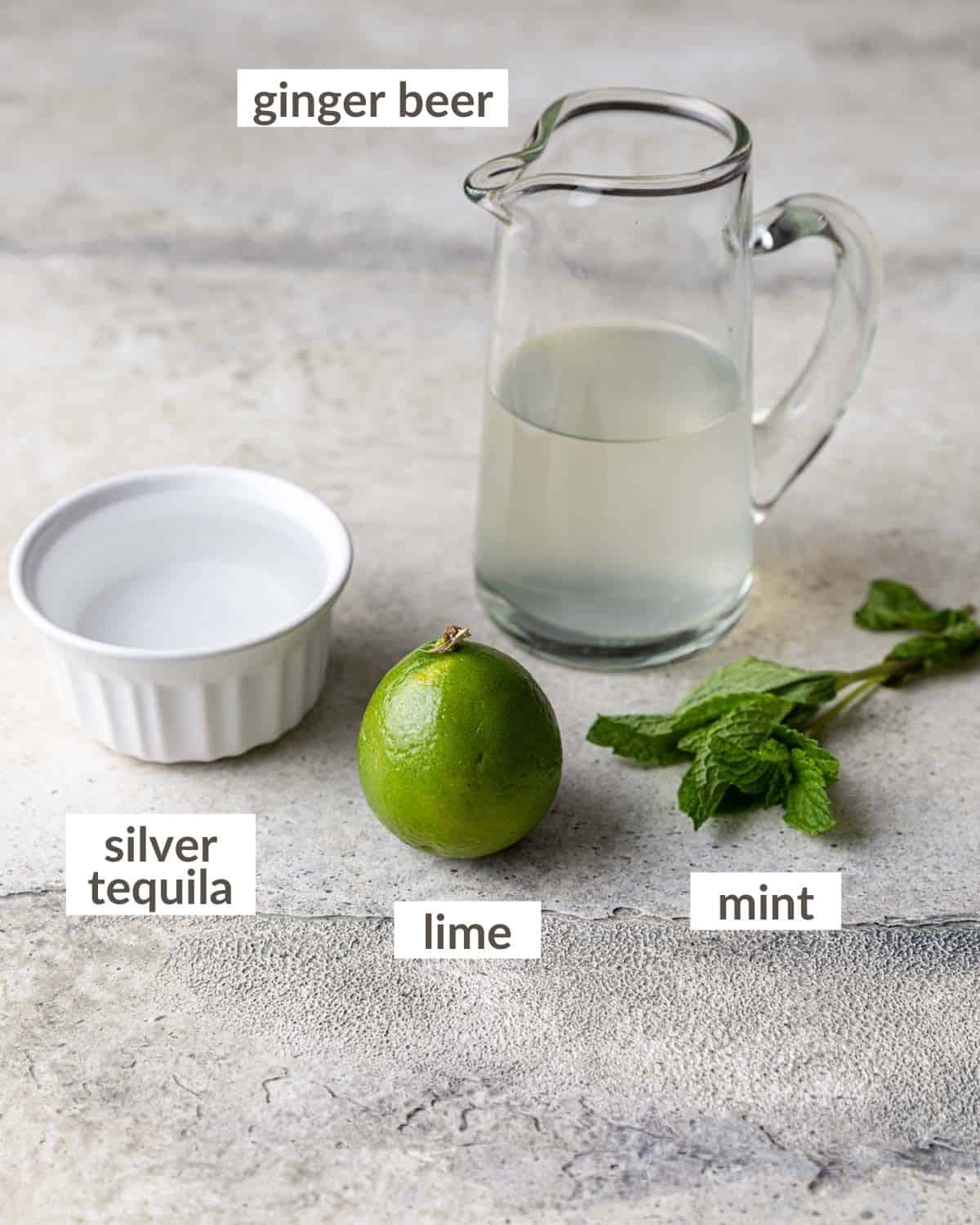 Ingredients needed to make a mexican mule.