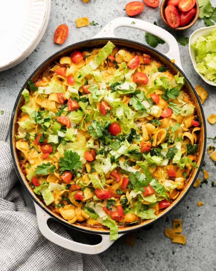 Baked Walking Taco Casserole Recipe with Enchilada Sauce Bites with Bri