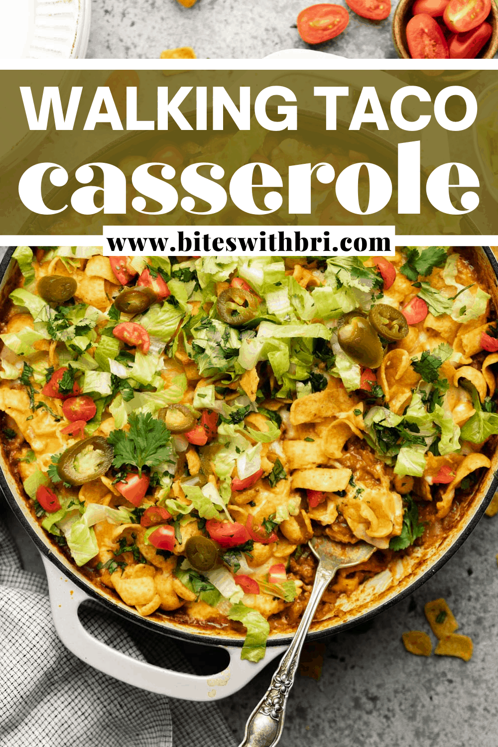Baked Walking Taco Casserole Recipe with Enchilada Sauce Bites with Bri