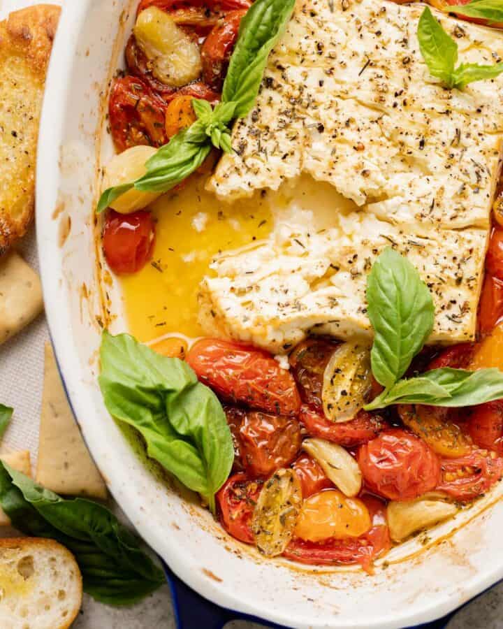 Baked Feta Dip with Tomatoes Bites with Bri