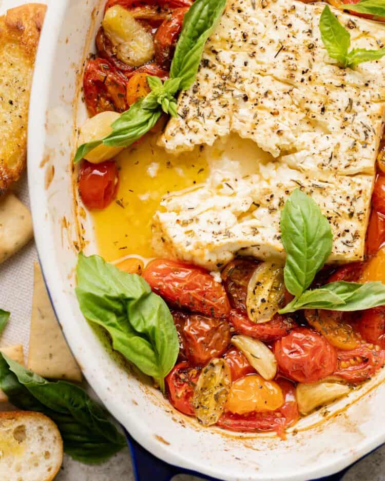 Baked Feta Dip with Tomatoes Bites with Bri