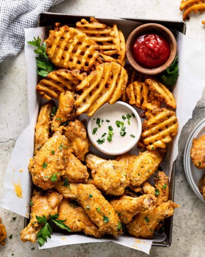 Air Fryer Garlic Parmesan Wings - Bites with Bri