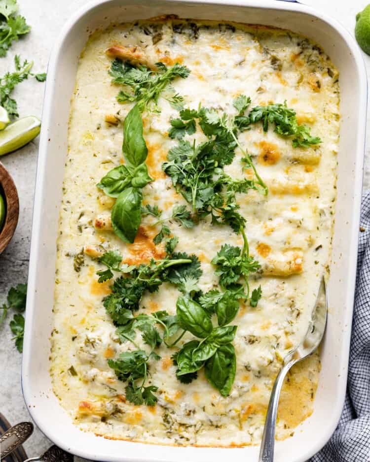 Green Chili Beef Enchiladas with White Sauce Bites with Bri