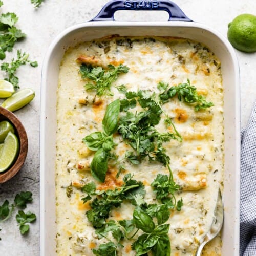 Green Chili Beef Enchiladas with White Sauce Bites with Bri
