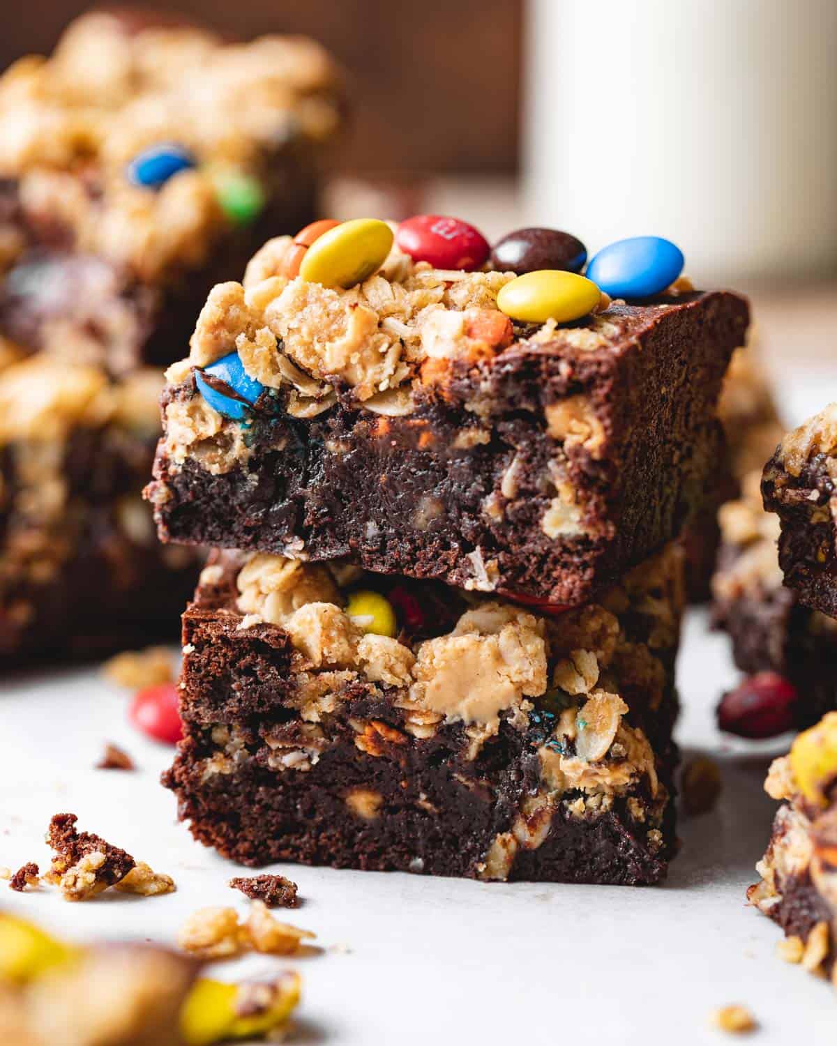 Condensed Milk Brownies stacked up