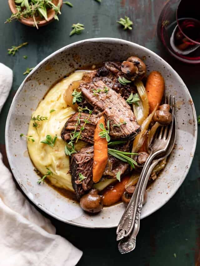 Southern Pot Roast w/ Cheesy Mashed Potatoes Bites with Bri