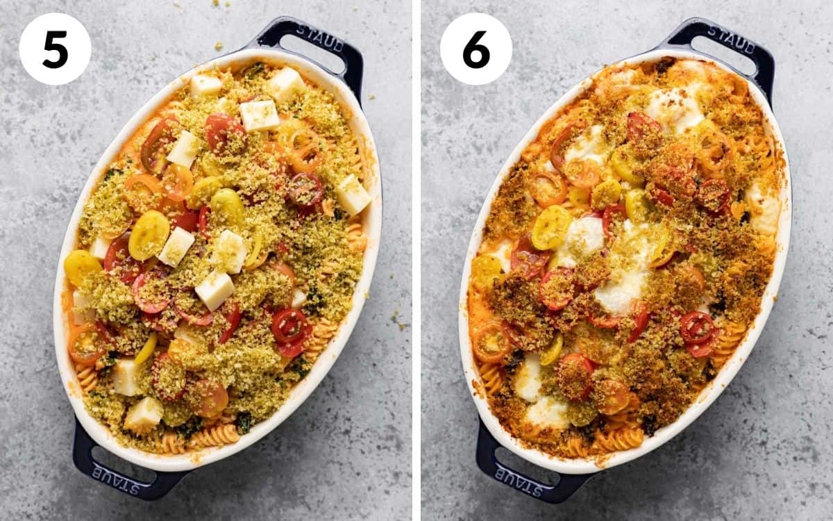 steps 5 & 6
panko on top of unbaked pasta
baked pasta