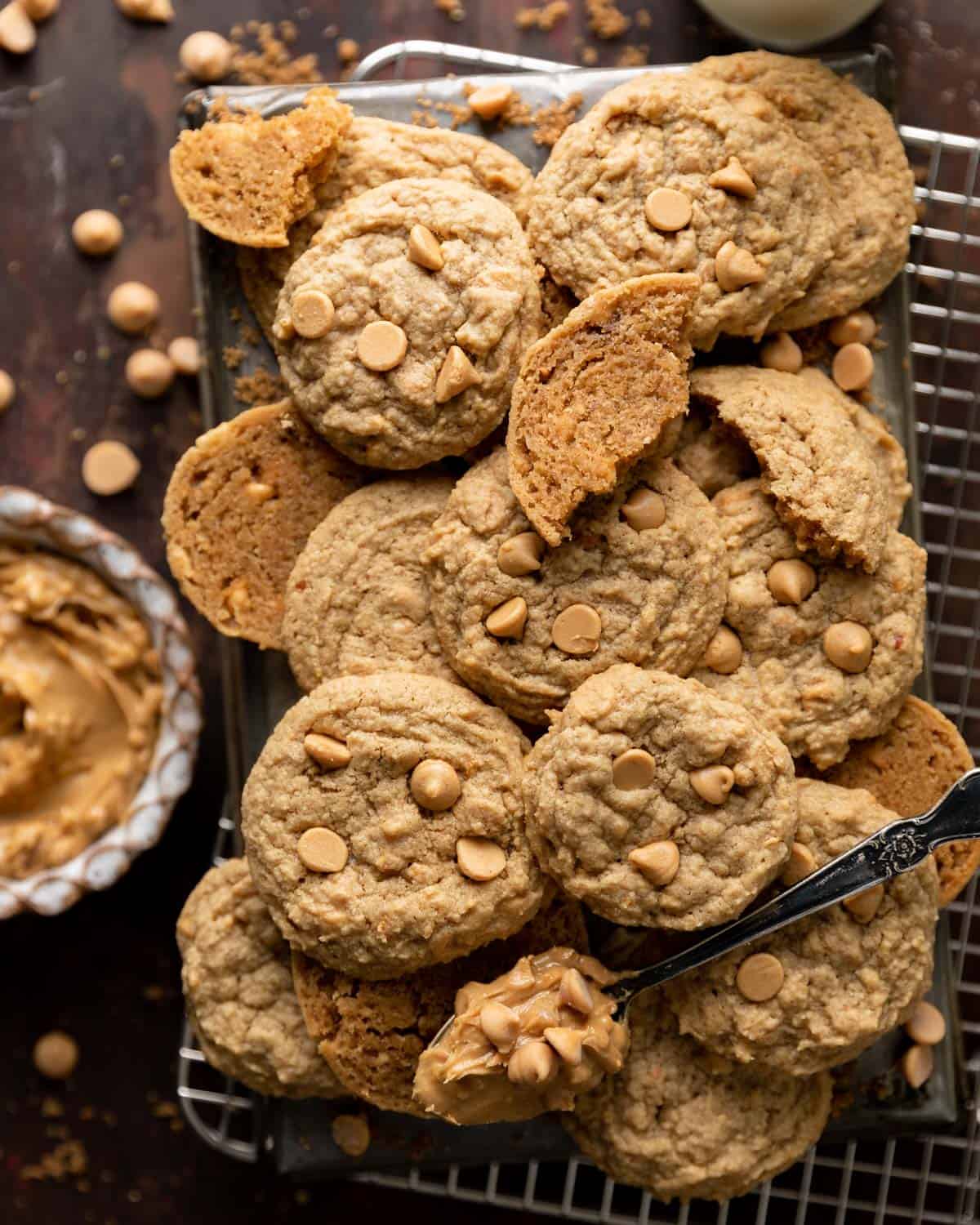Almond flour peanut butter cookies on a cooling rack.