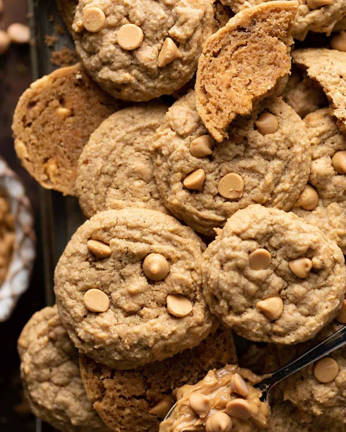 Almond flour cookies with peanut butter chips on top. 