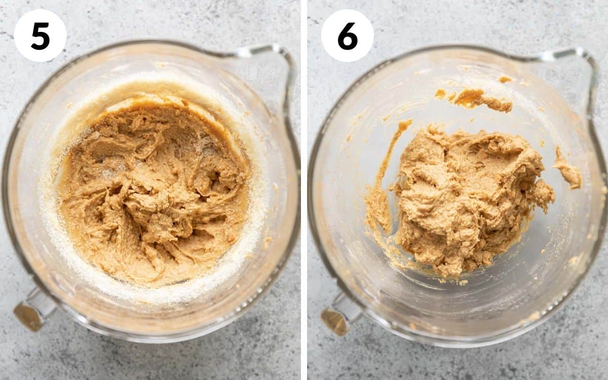 steps 5 & 6
dry ingredients folded in
peanut butter chips added in