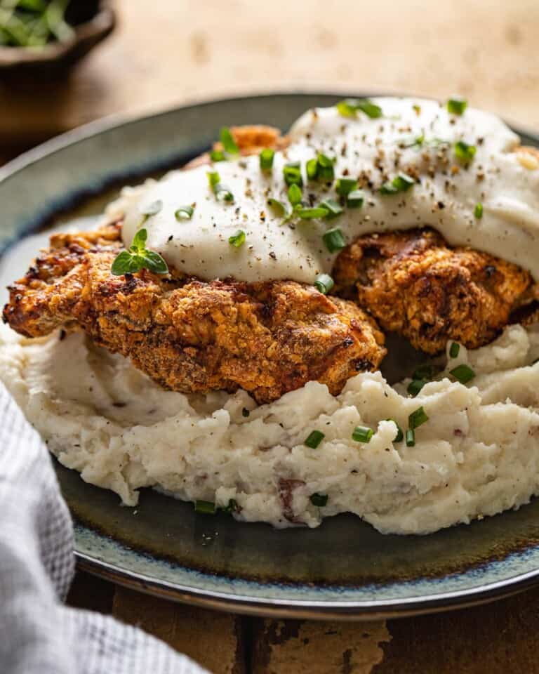 Air Fryer Chicken Fried Steak Recipe (Homemade & Frozen) Bites with Bri