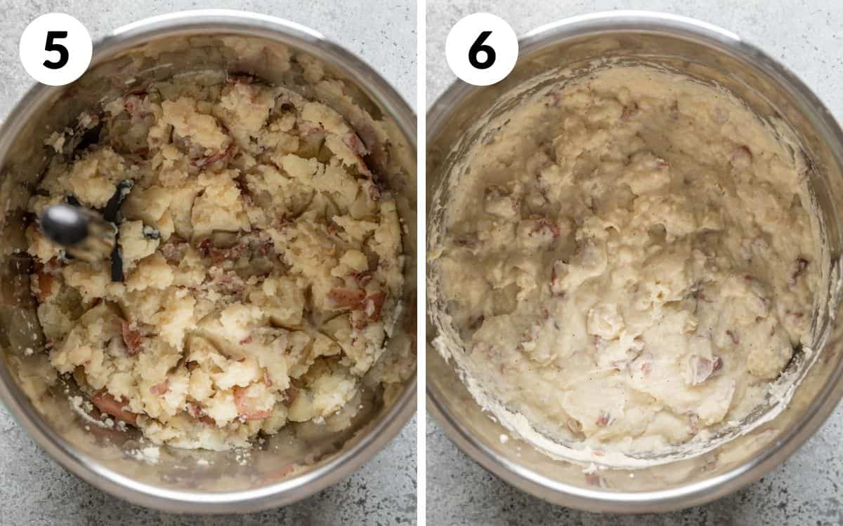 steps 5 & 6
potatoes mashed
sour cream mixture stirred in