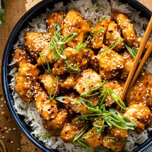 Healthy Air Fryer Orange Chicken without Flour - Bites with Bri