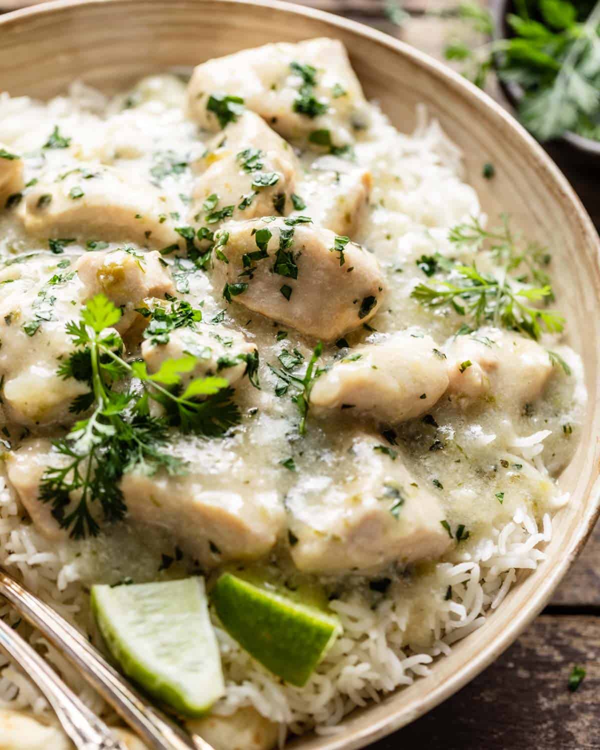 closeup of thai coconut lime chicken