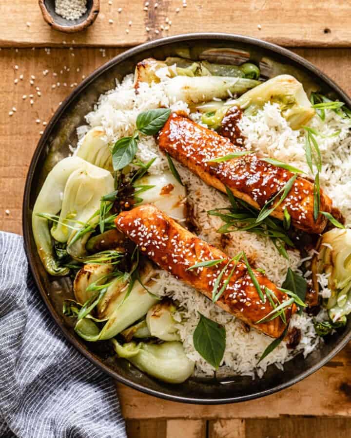 Teriyaki Salmon (Air Fryer) Bites with Bri