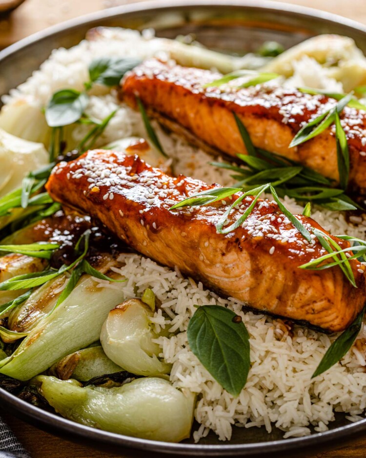 Teriyaki Salmon (Air Fryer) Bites with Bri