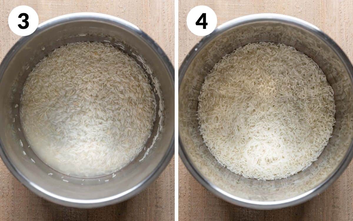 salt and water added to pot & finished basmati rice in the instant pot