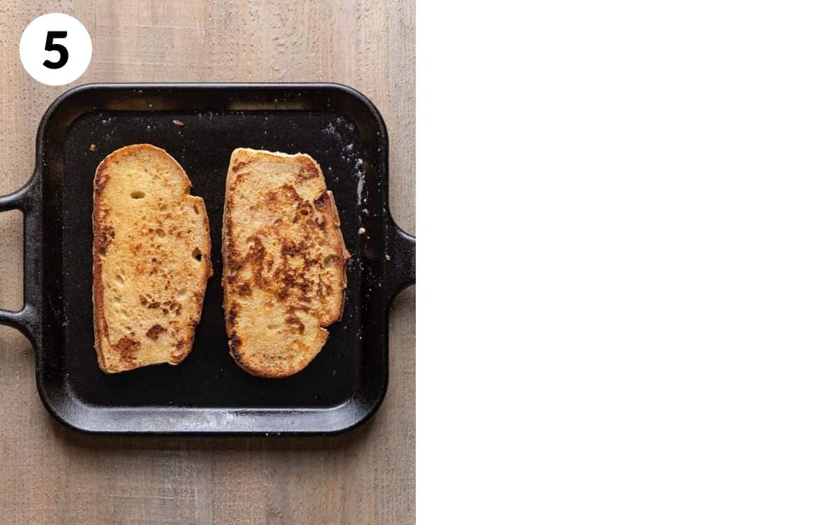 finished french toast sourdough on skillet