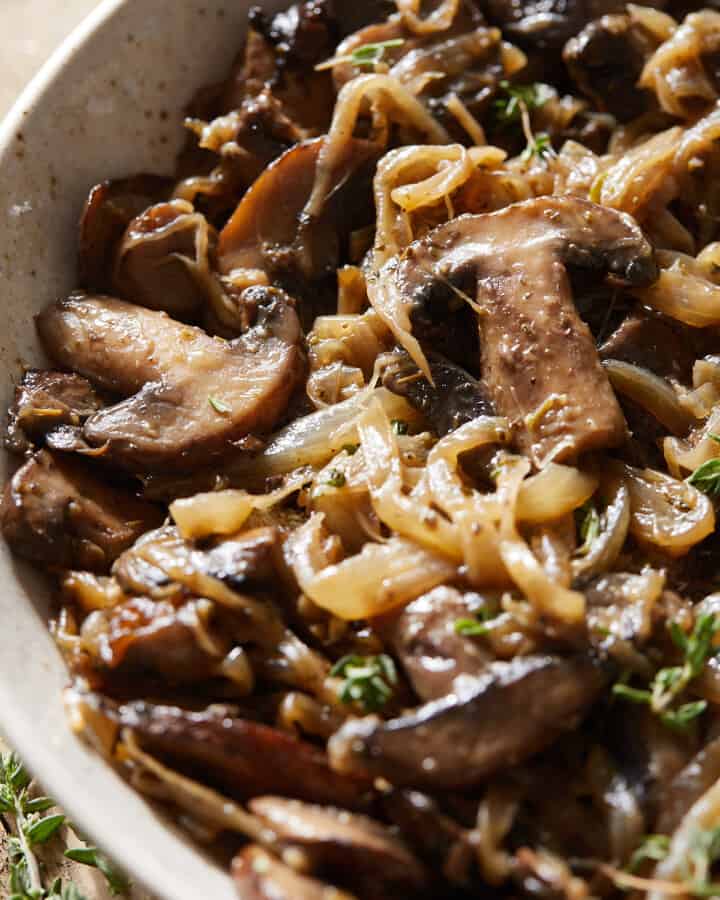 Caramelized Mushrooms and Onions - Bites with Bri