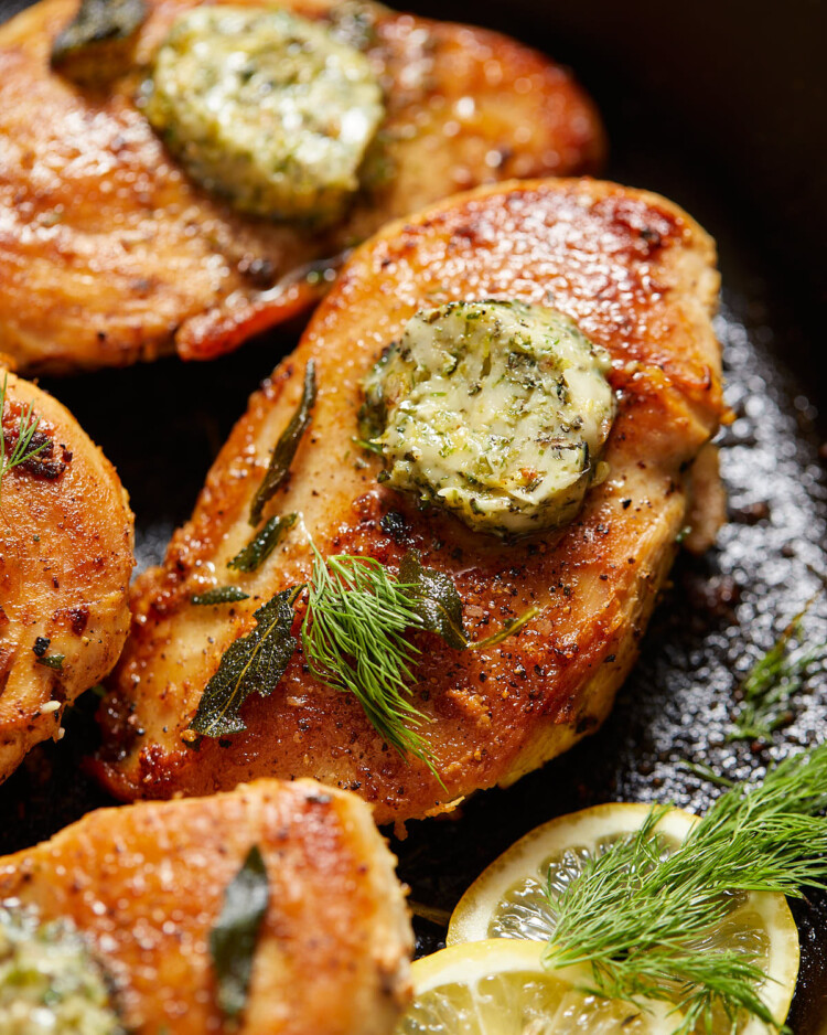 Cast Iron Skillet Chicken Breast Bites with Bri