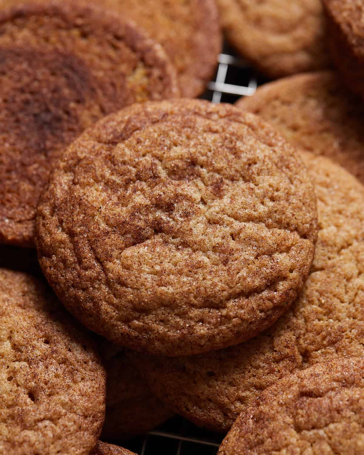 Snickerdoodles without cream of tartar stacked up. 
