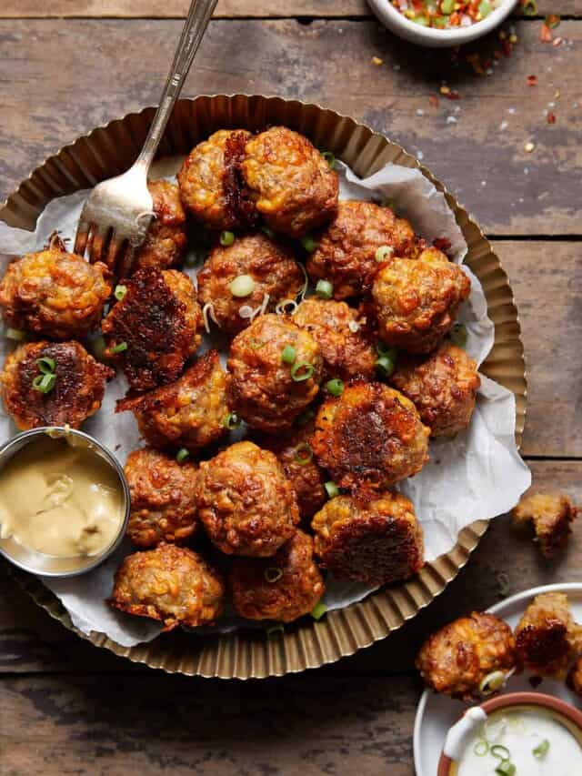 The Best Bisquick Sausage Balls Bites with Bri