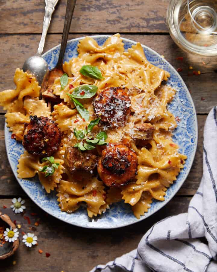 Creamy Cajun Shrimp & Sausage Pasta - Bites with Bri