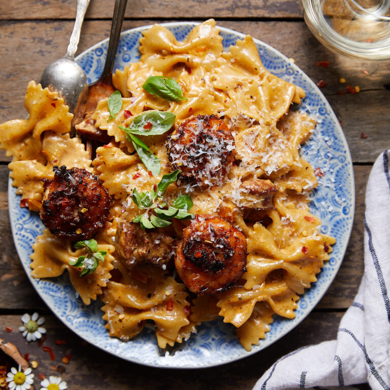 Creamy Cajun Shrimp & Sausage Pasta - Bites with Bri