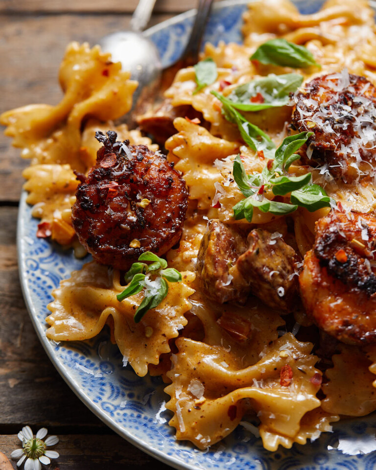 Creamy Cajun Shrimp & Sausage Pasta - Bites with Bri