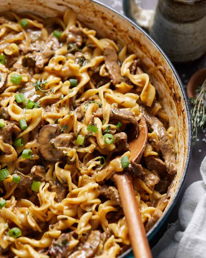 Healthy Beef Stroganoff - Bites with Bri