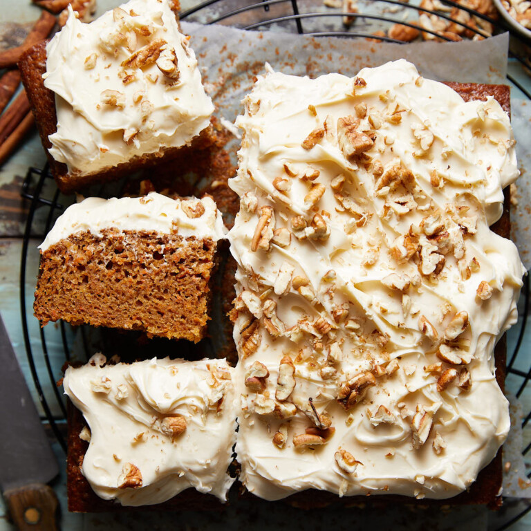 Simple Carrot Snack Cake with Cream Cheese Frosting Bites with Bri