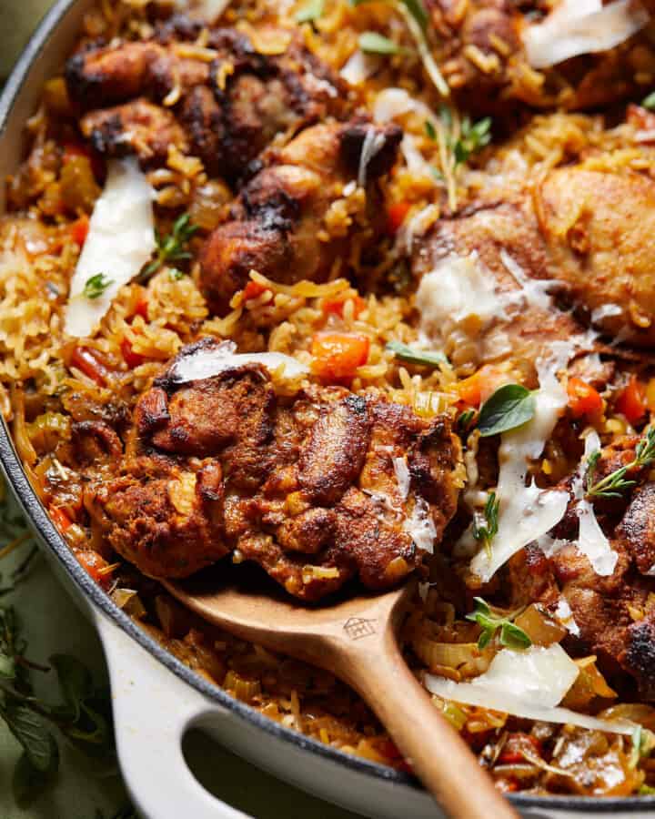 One Pot Chicken and Rice Bites with Bri