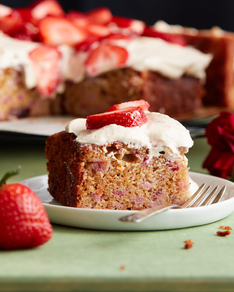 Easy Strawberry Snack Cake - Bites with Bri