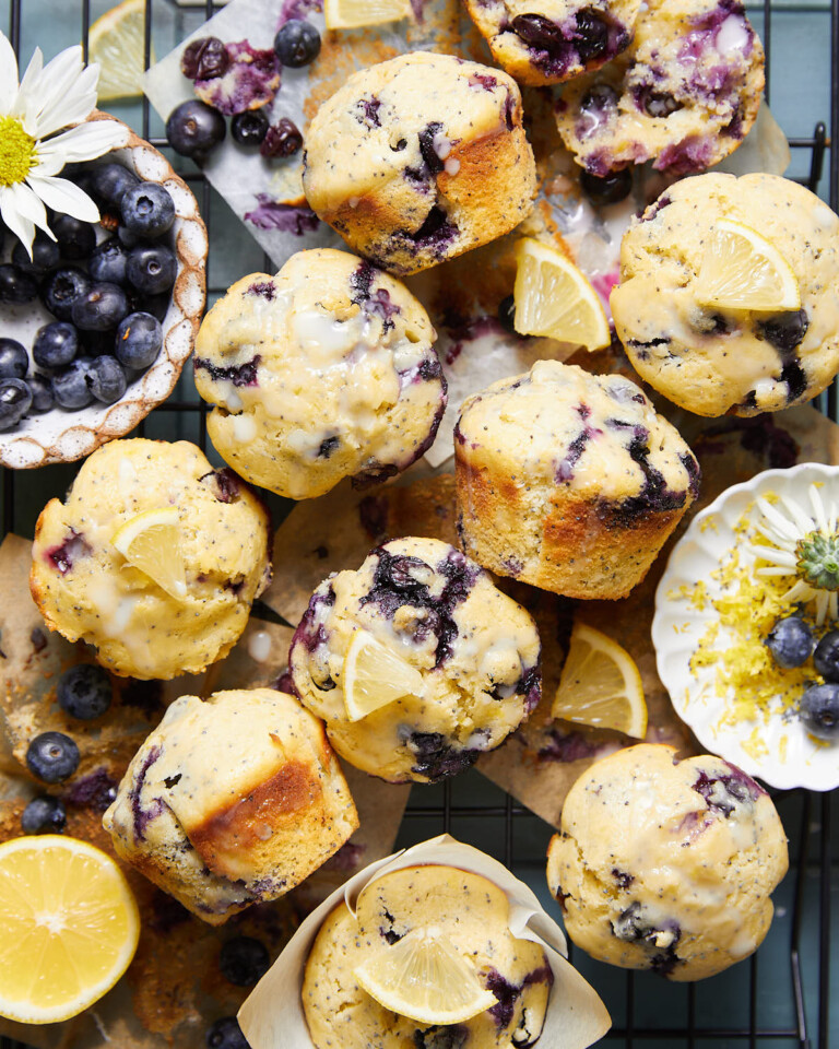 Blueberry Lemon Poppy Seed Muffins Bites with Bri