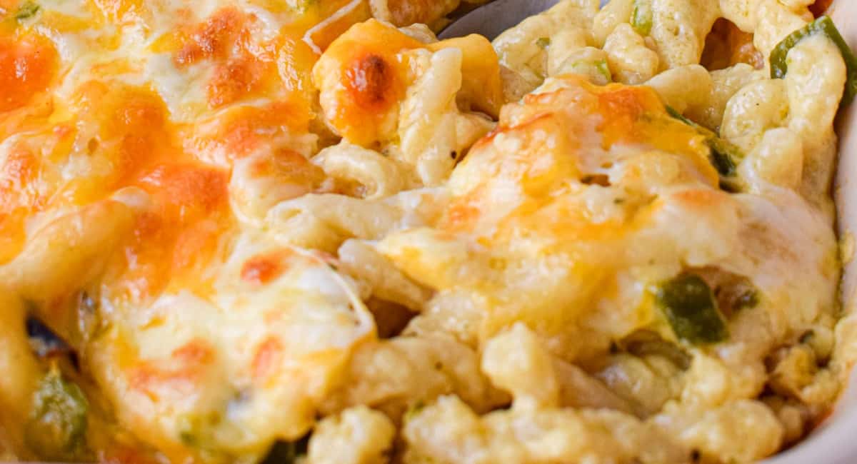 Photo of hatch green chile mac and cheese.