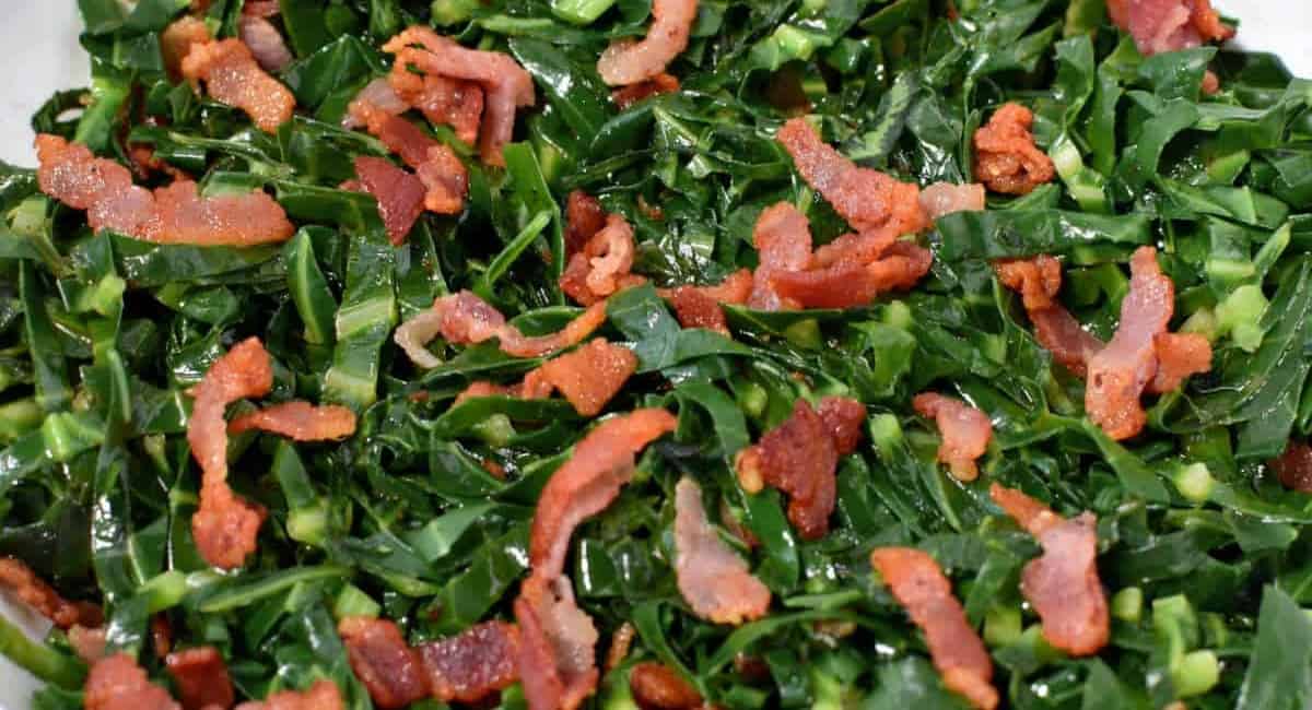 Photo of collard greens stir fry. 