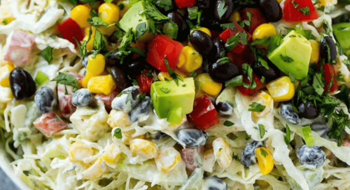 Up close image of Mexican coleslaw.