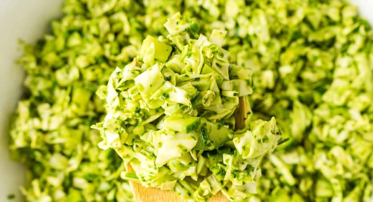 Up close image of tiktok green goddess salad.