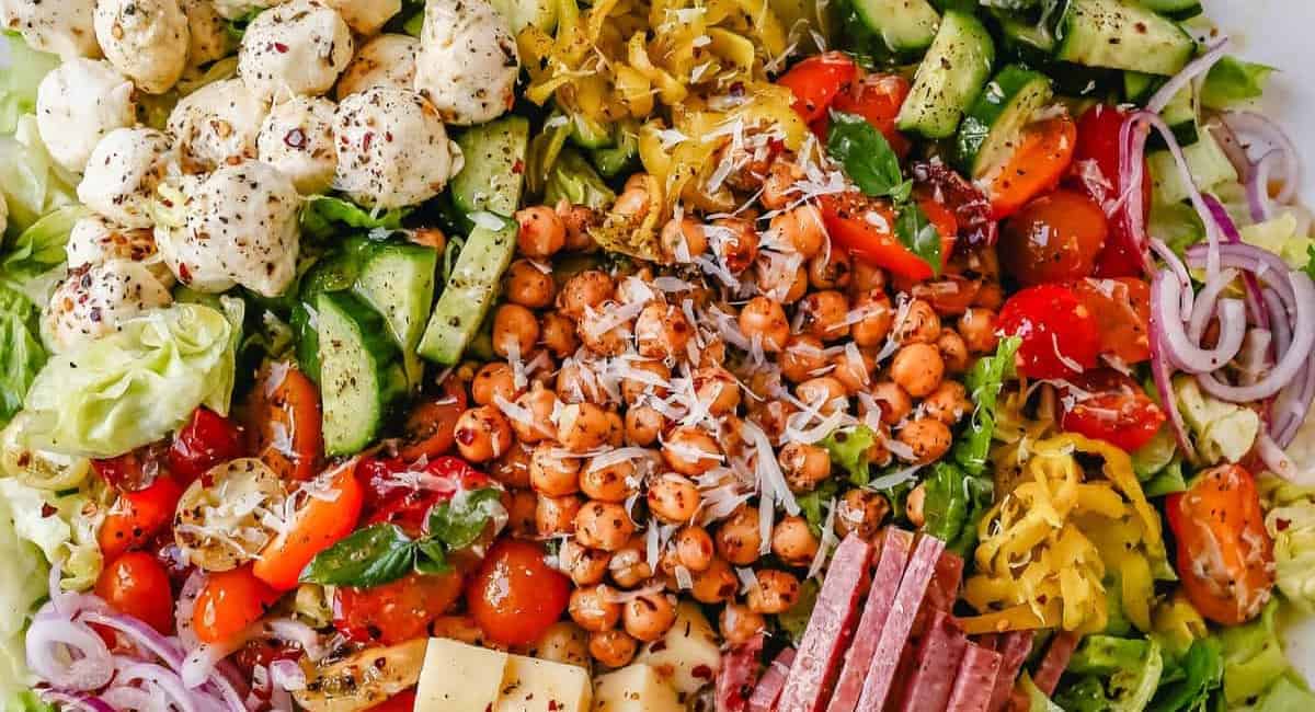 Overhead image of Italian chopped salad.