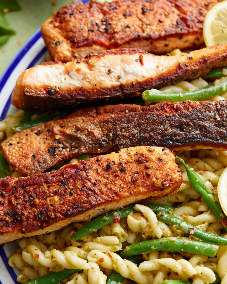 Healthy Salmon Pasta without Cream Recipe - Bites with Bri