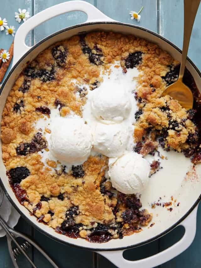 Dutch Oven Blackberry Cobbler Bites with Bri