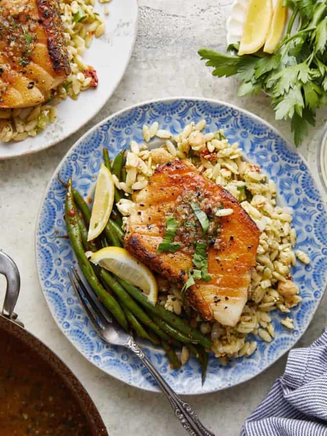 Pan Seared Chilean Sea Bass Bites with Bri