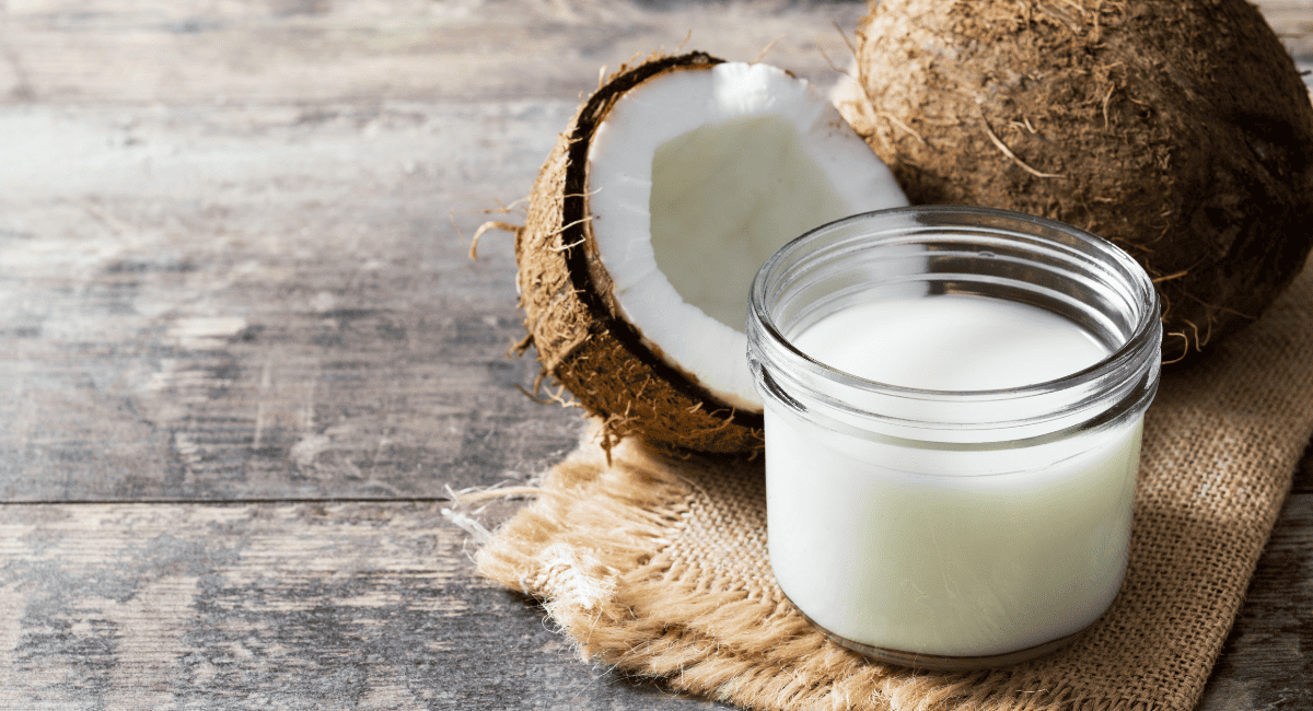 Up close image of coconut milk.