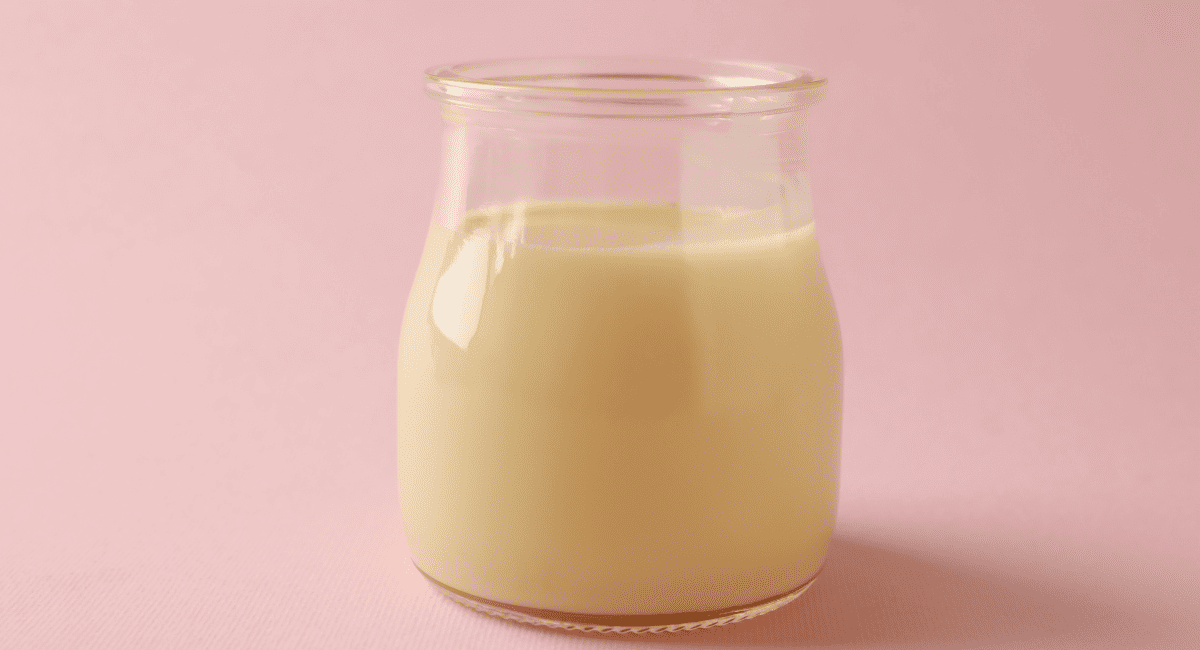 Up close image of condensed milk.