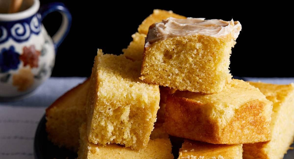 Up close image of cornbread without buttermilk.