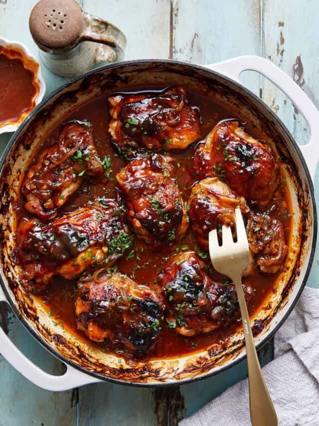 Easy Dutch Oven BBQ Chicken Bites with Bri